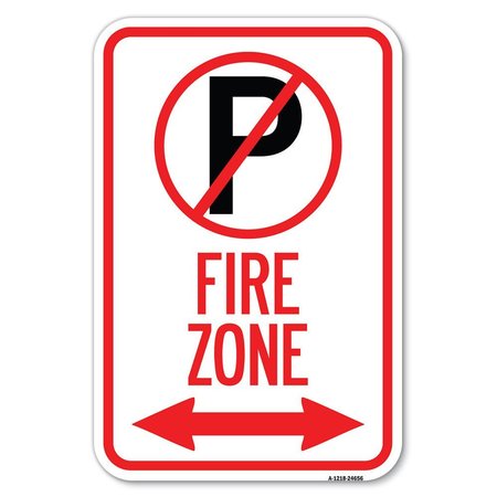 SIGNMISSION No Parking Symbol and Arrow Pointing Le Heavy-Gauge Aluminum Sign, 12" x 18", A-1218-24656 A-1218-24656